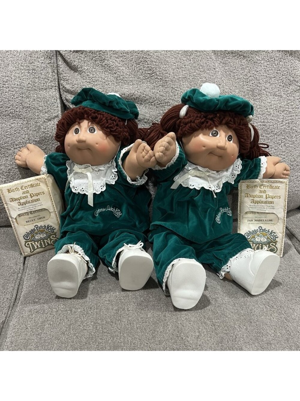 Cabbage Patch Kids Twins Coleco Twin Brunette Girls Brown Eyes